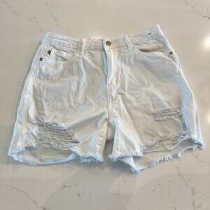 Judy Blue White Distressed Jean Shorts‎ Size XL